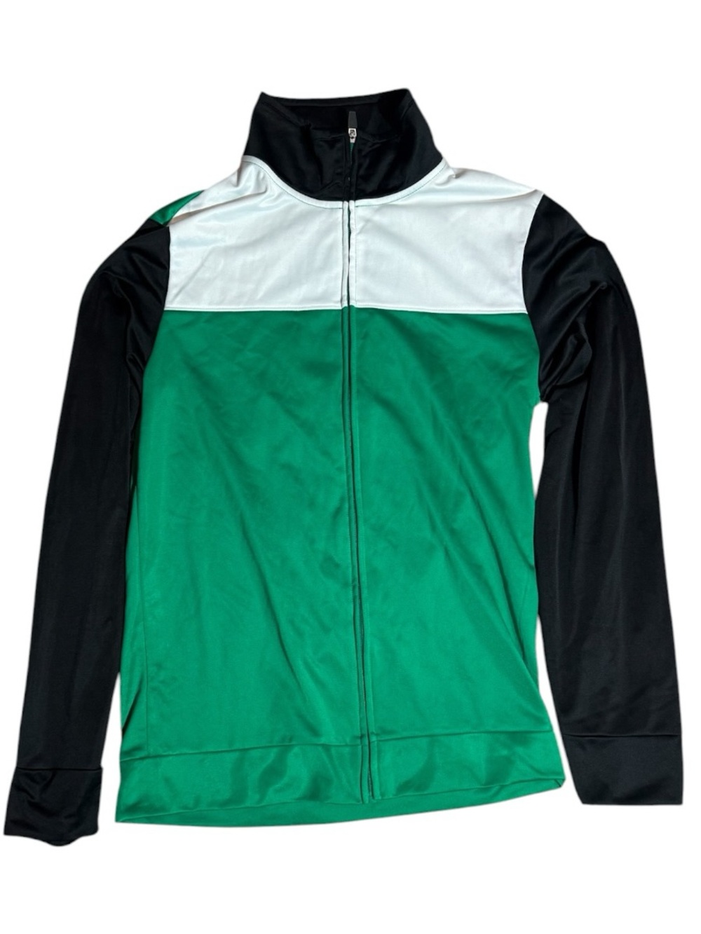 City Streets Bright Green White Black Athletic Runners Full Zipped Jacket